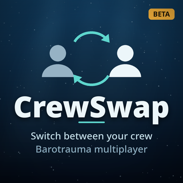 CrewSwap logo: two crew silhouettes with arrows swapping between them, and a BETA badge